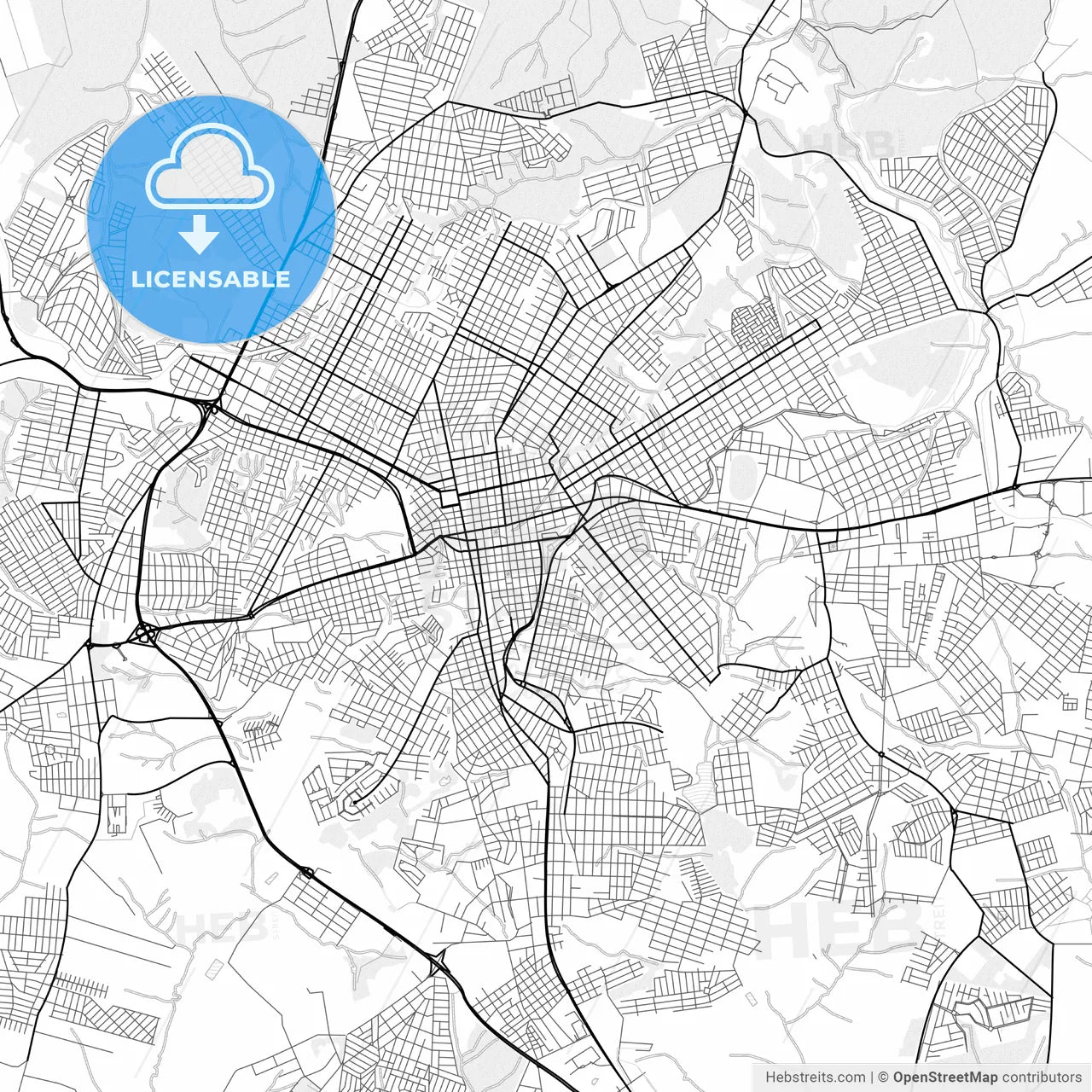 Vector PDF map of Ponta Grossa, Brazil