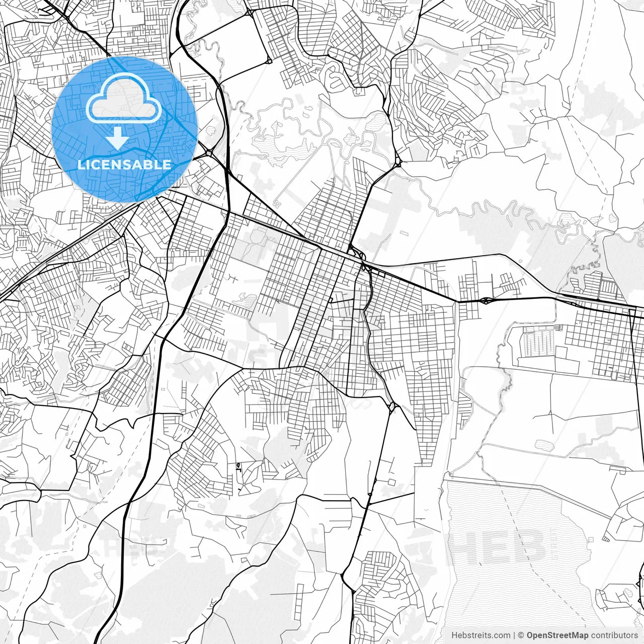 Vector PDF map of Suzano, Brazil