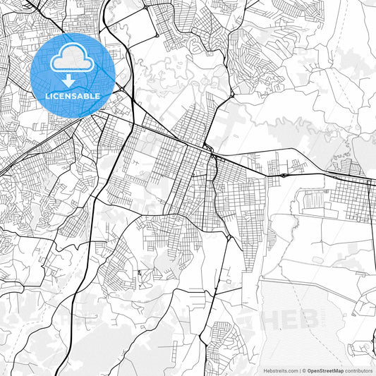 Vector PDF map of Suzano, Brazil