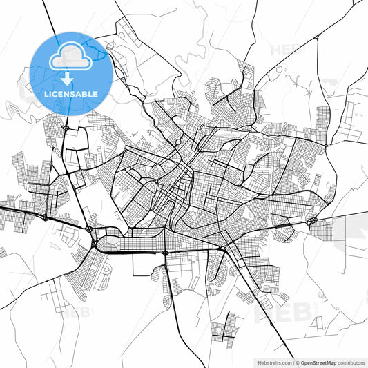 Vector PDF map of Uberaba, Brazil