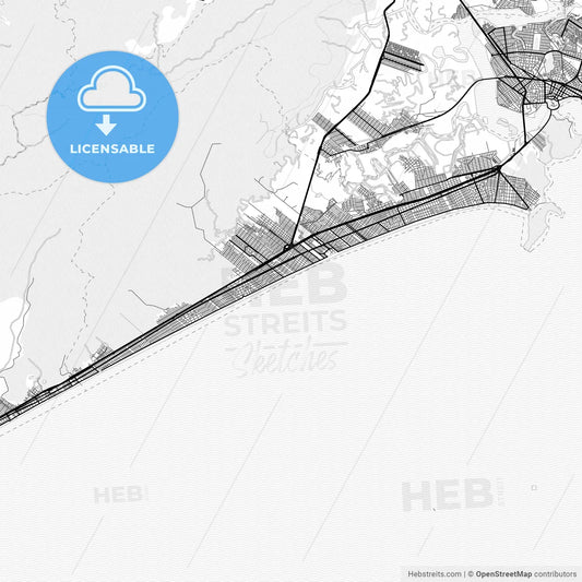 Vector PDF map of Praia Grande, Brazil