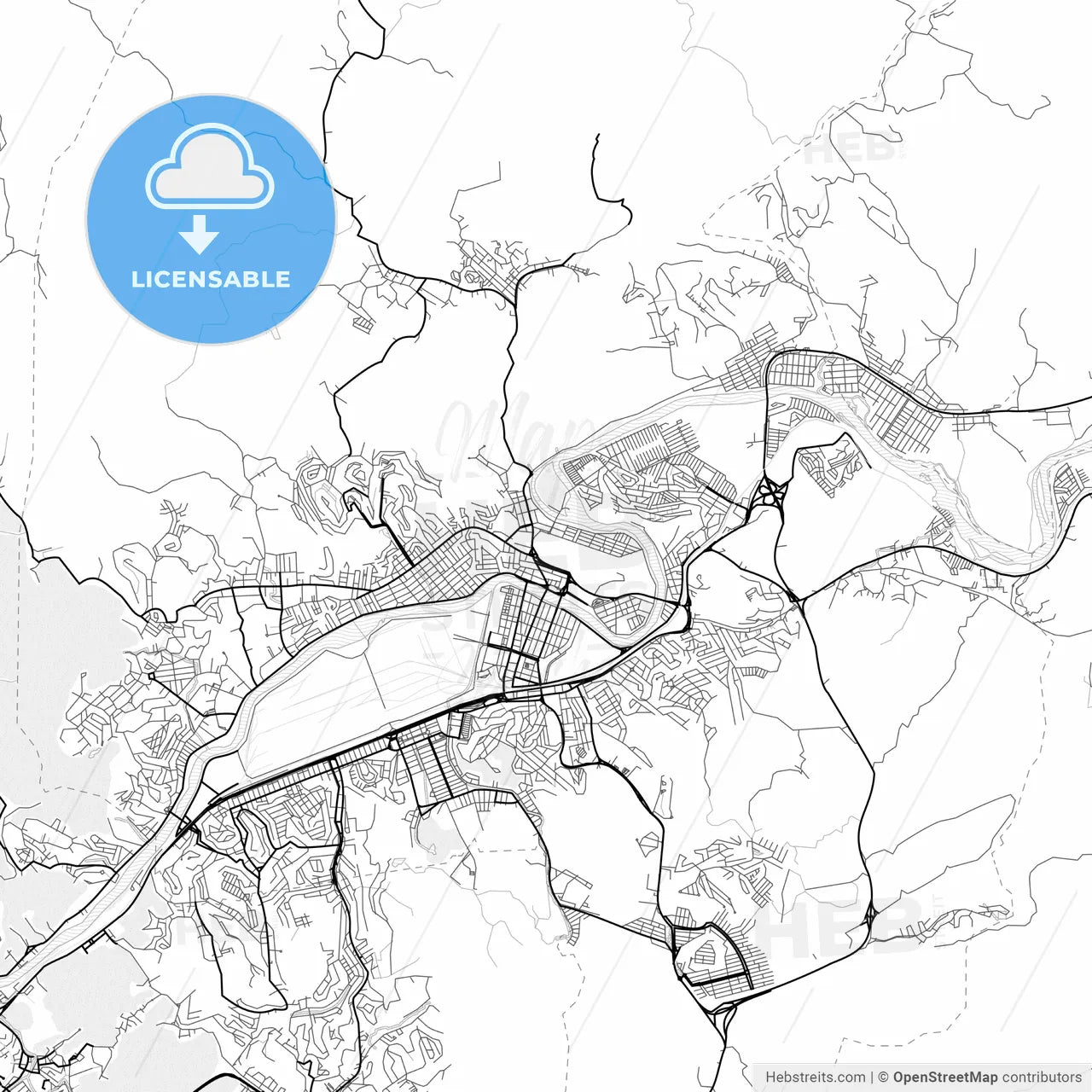 Vector PDF map of Volta Redonda, Brazil