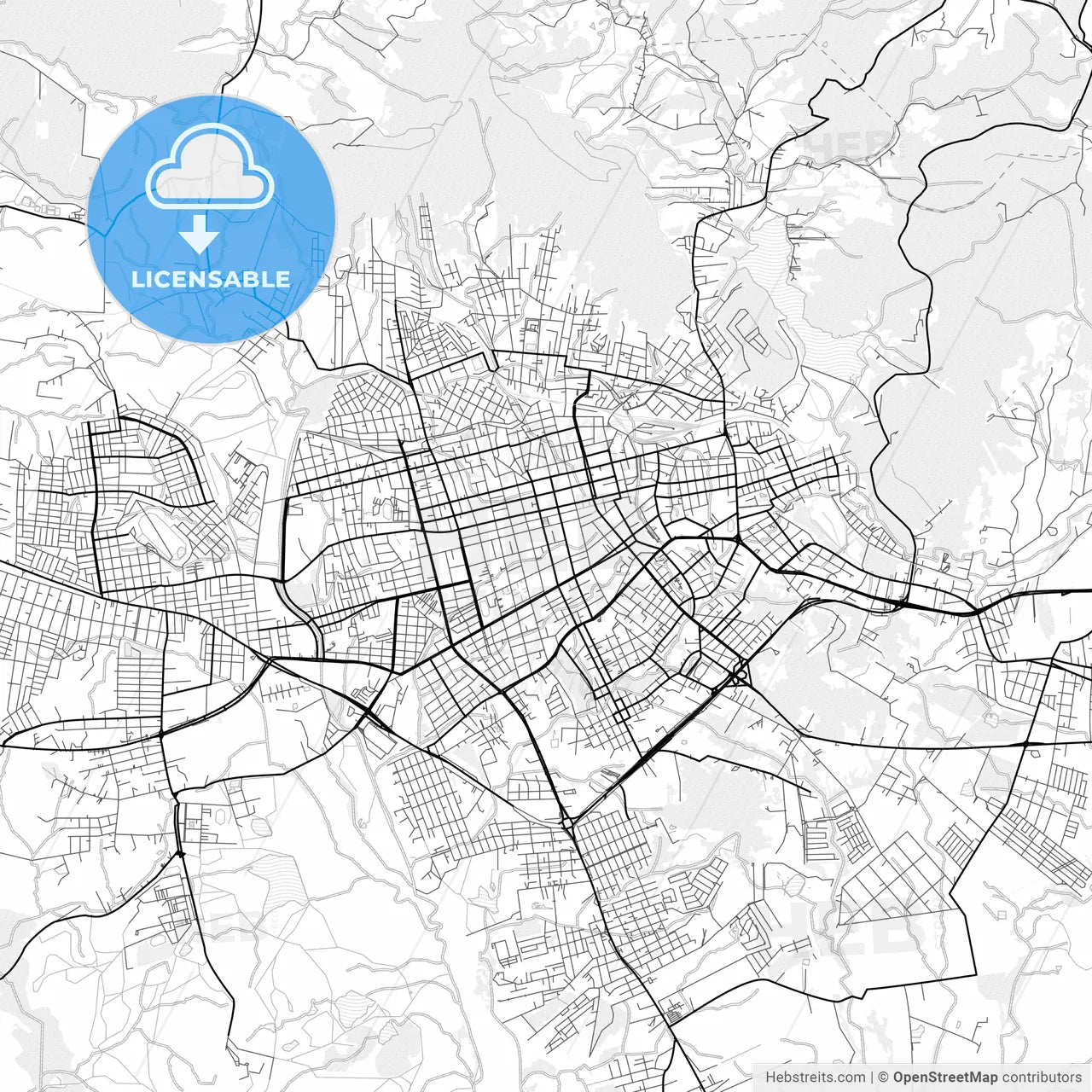 Vector PDF map of Santa Maria, Brazil