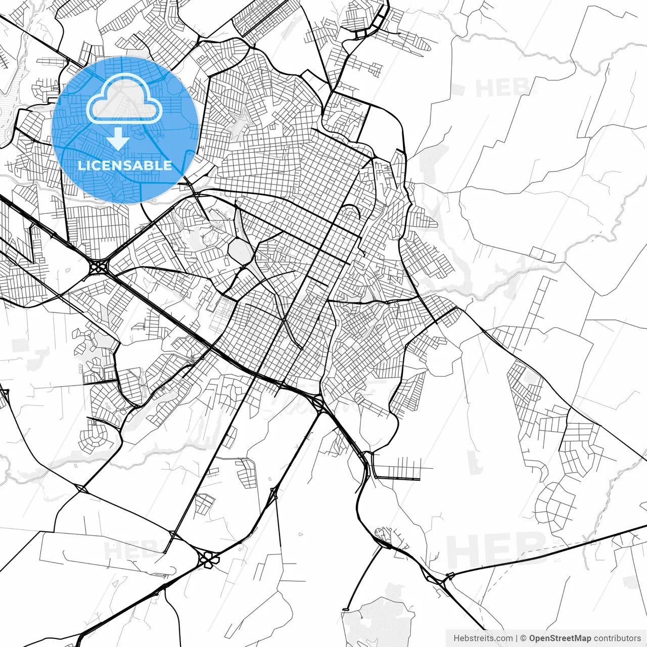 Vector PDF map of Presidente Prudente, Brazil