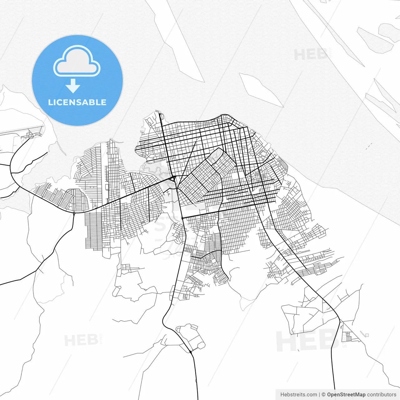 Vector PDF map of Santarem, Brazil