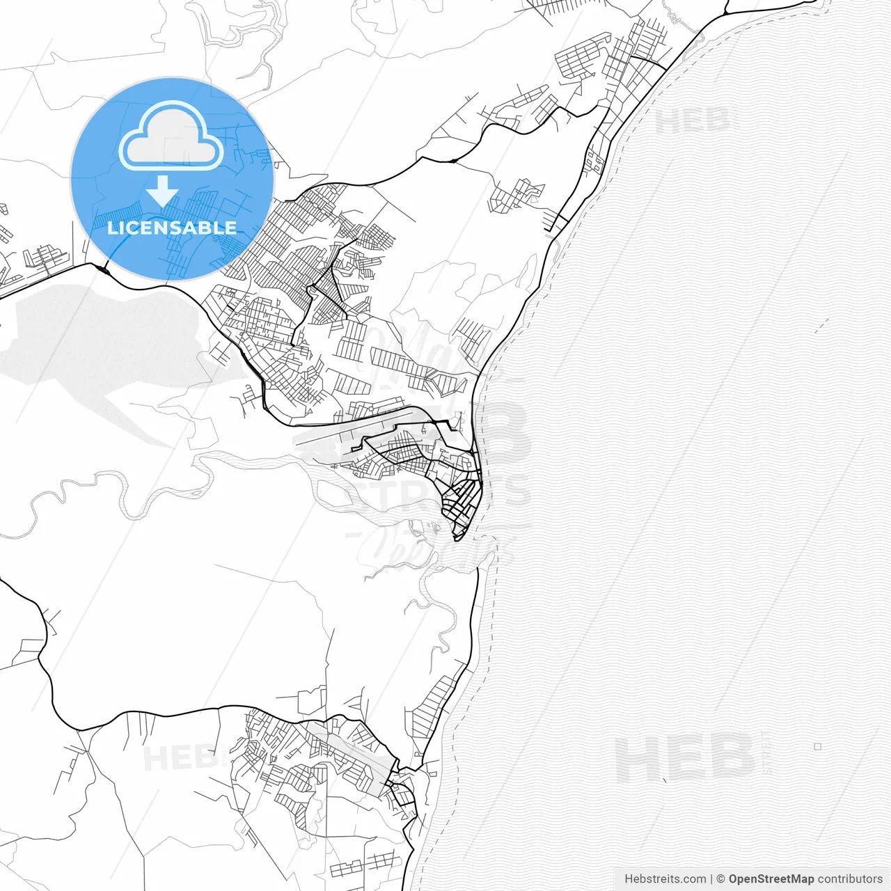 Vector PDF map of Porto Seguro, Brazil