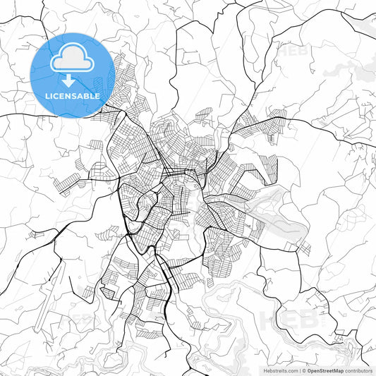 Vector PDF map of Varginha, Brazil