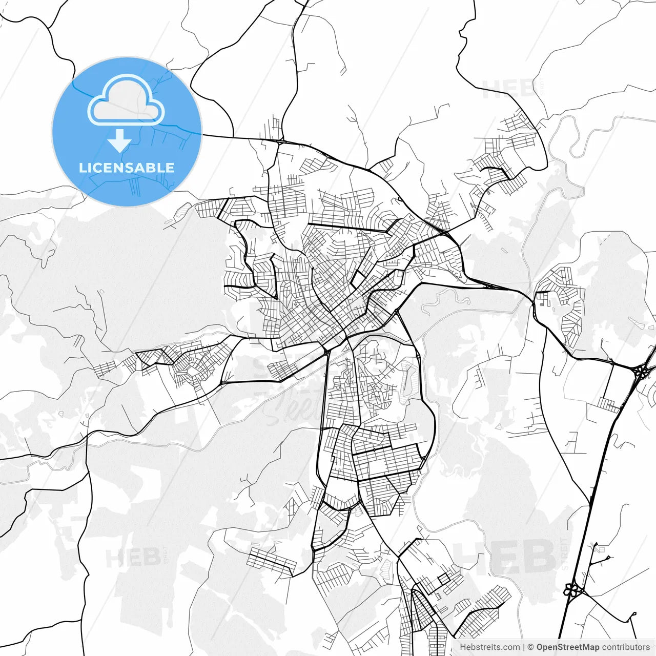 Vector PDF map of Pouso Alegre, Brazil
