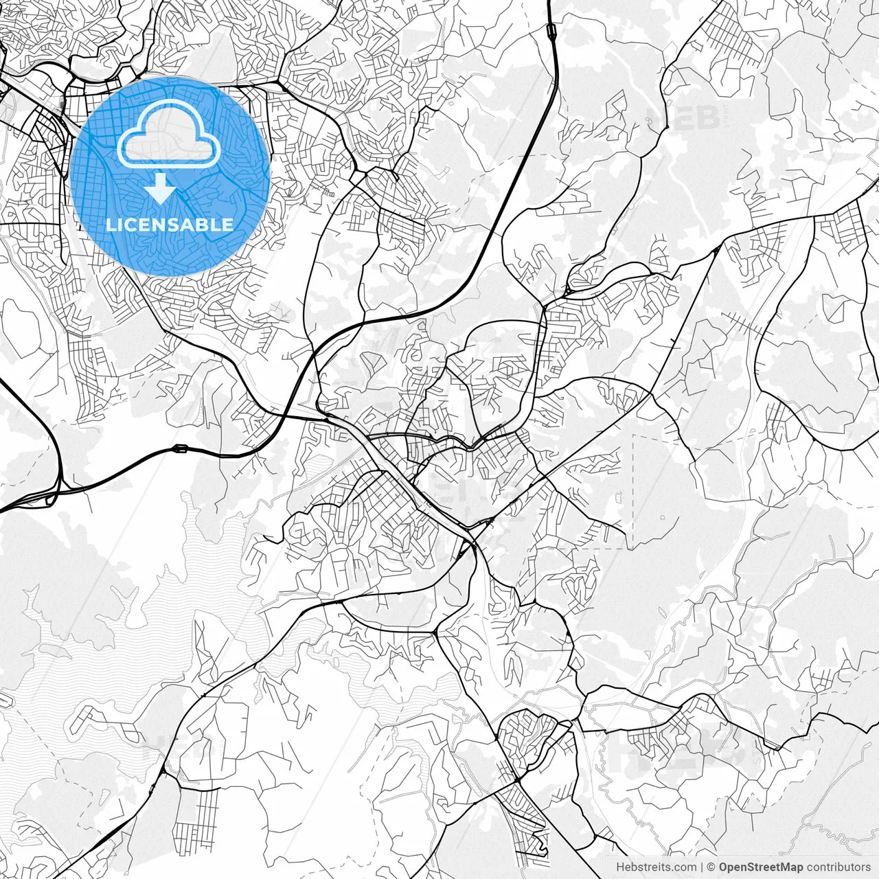 Vector PDF map of Ribeirao Pires, Brazil