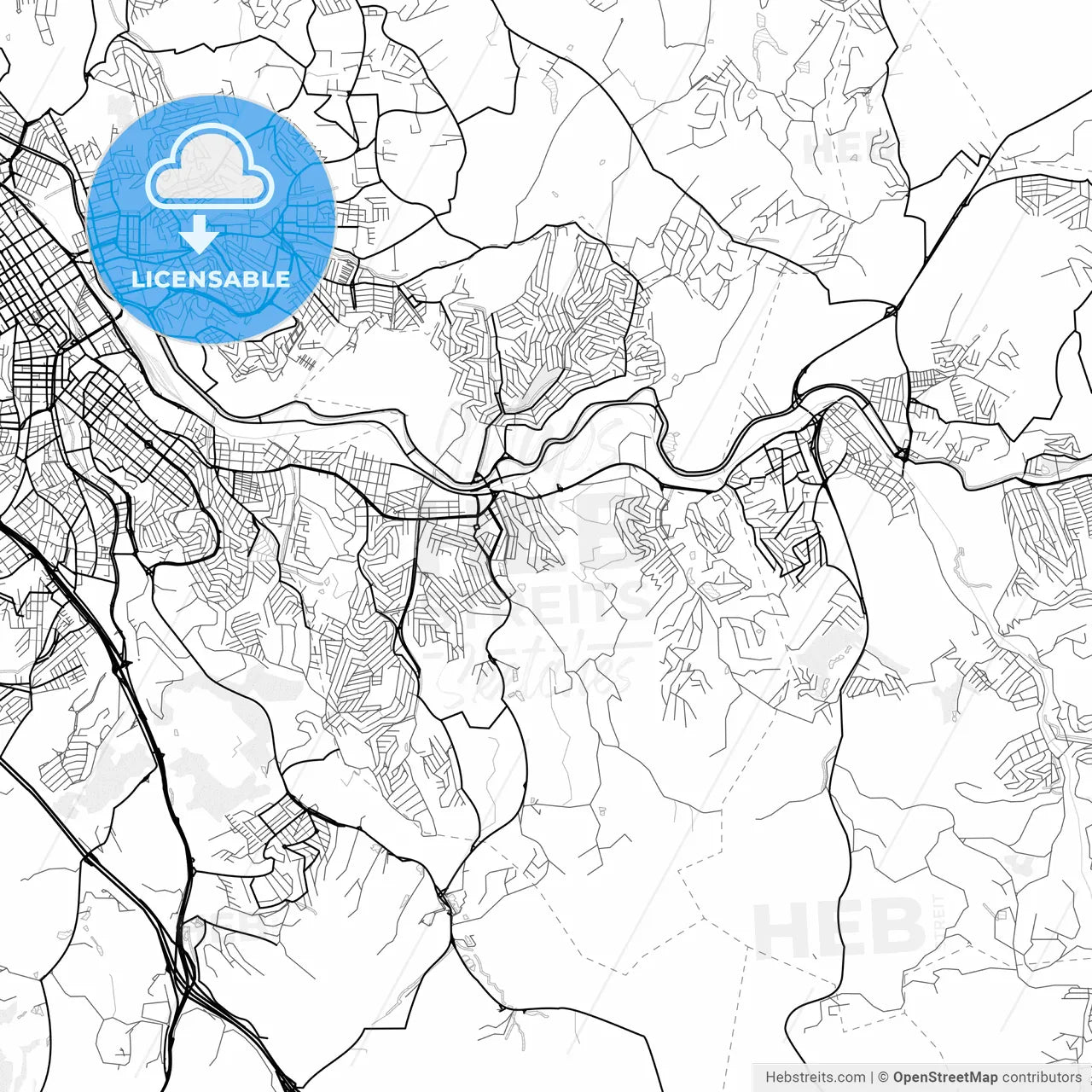 Vector PDF map of Varzea Paulista, Brazil