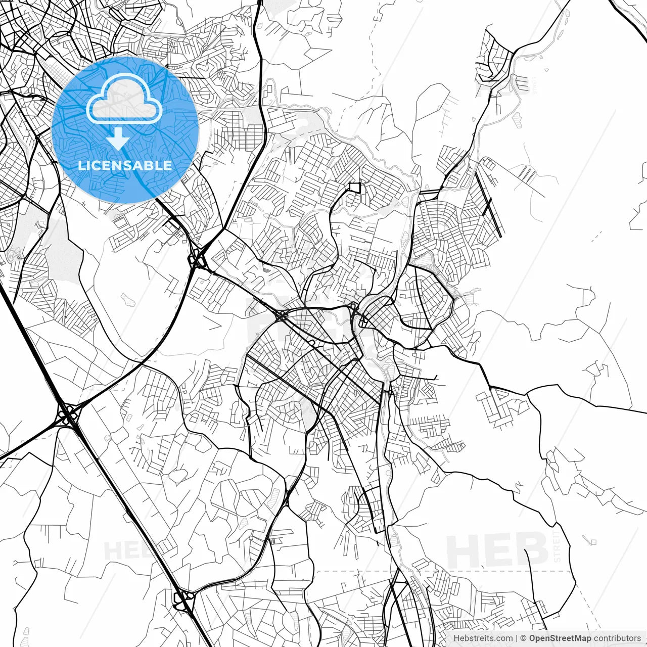 Vector PDF map of Valinhos, Brazil