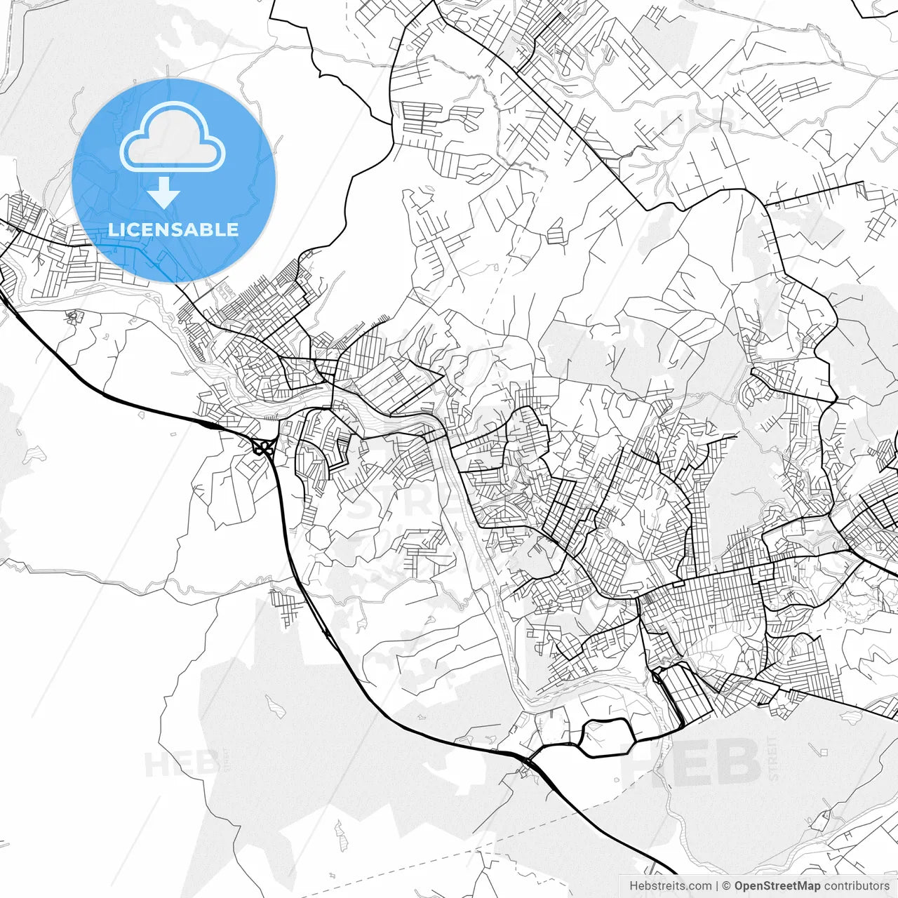 Vector PDF map of Sao Lourenco da Mata, Brazil