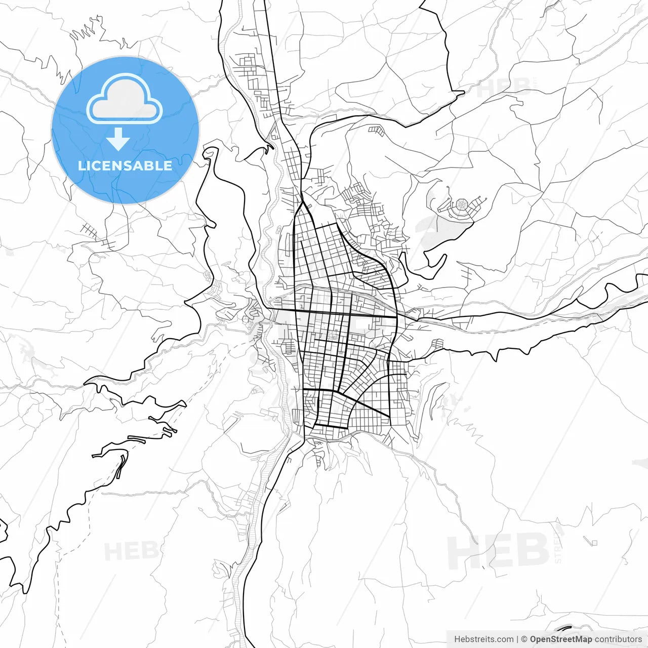 Vector PDF map of Huaraz, Peru