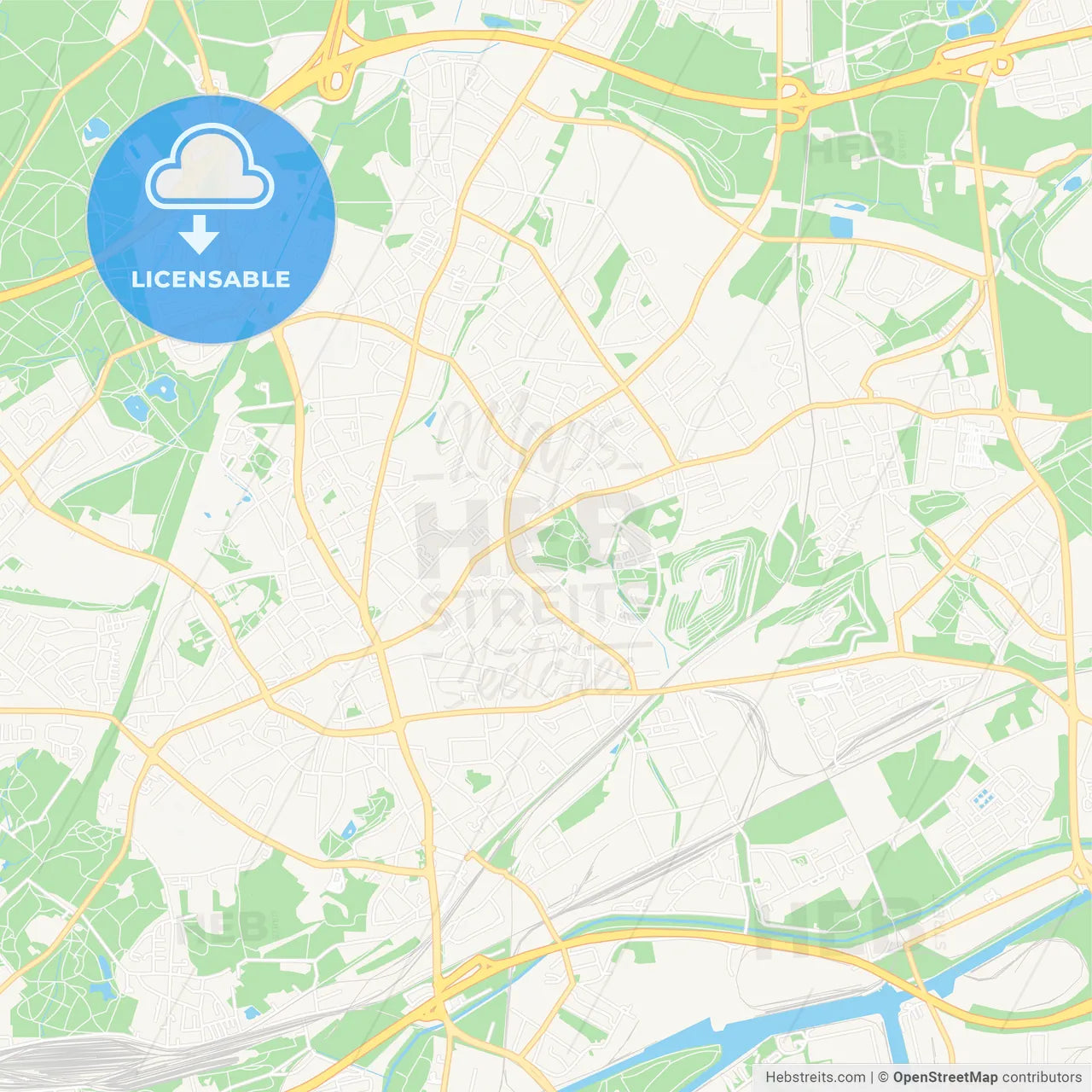 Bottrop, Germany Vector Map - Classic Colors