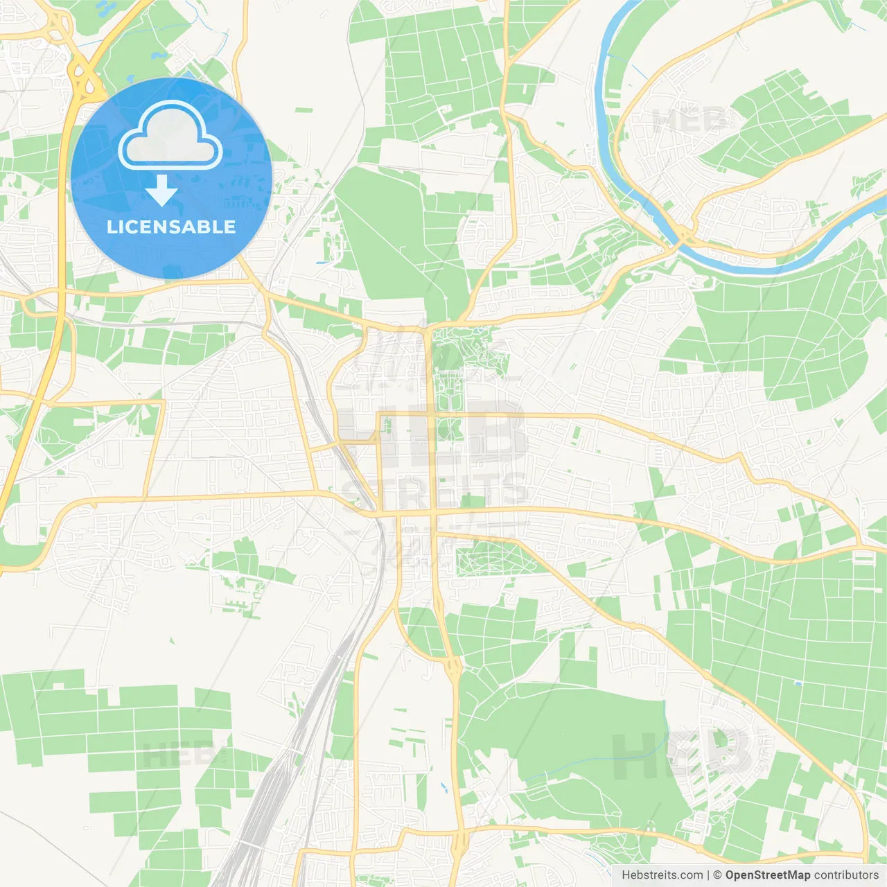 Ludwigsburg, Germany Vector Map - Classic Colors