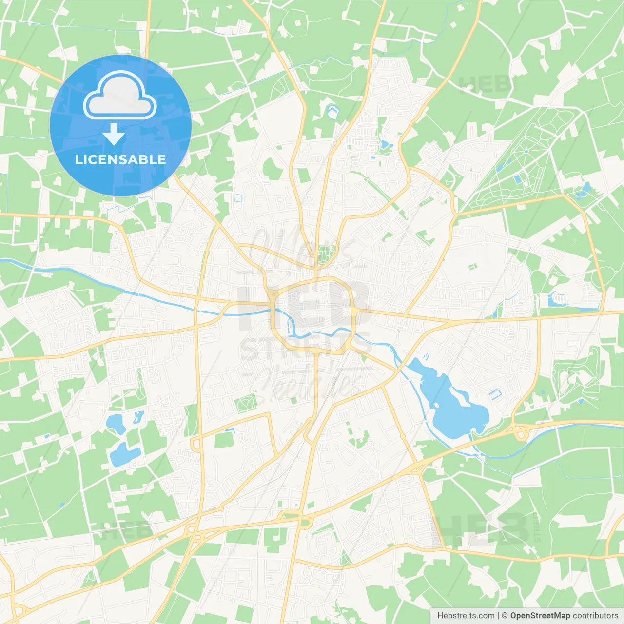 Bocholt, Germany Vector Map - Classic Colors – HEBSTREITS