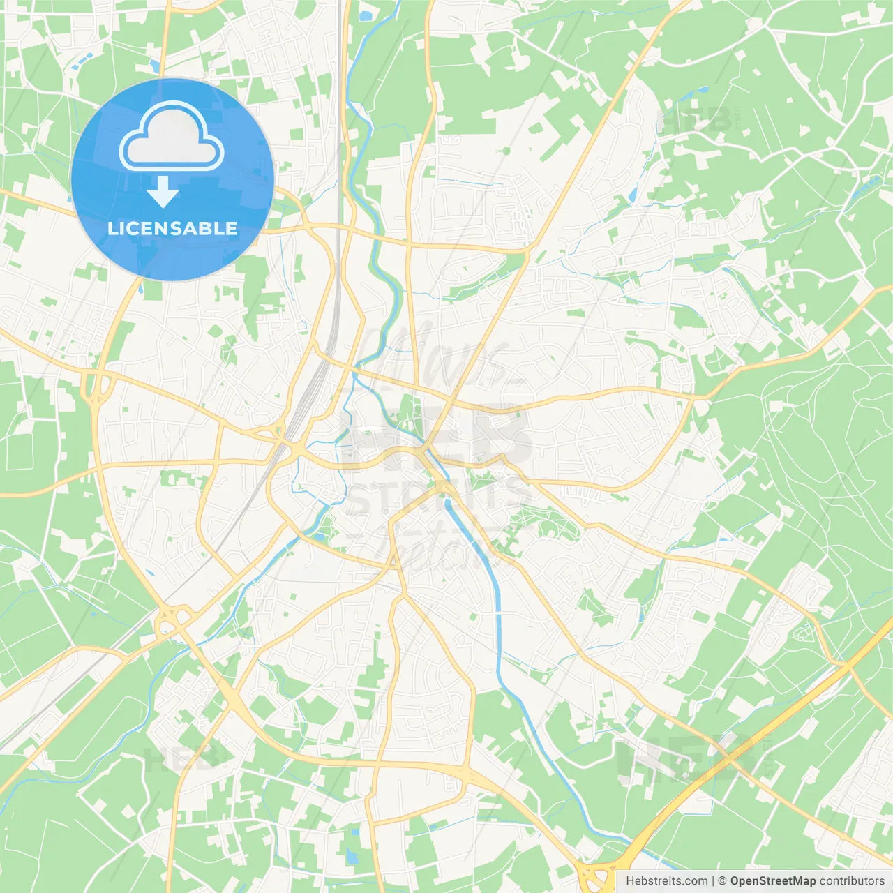 Herford, Germany Vector Map - Classic Colors