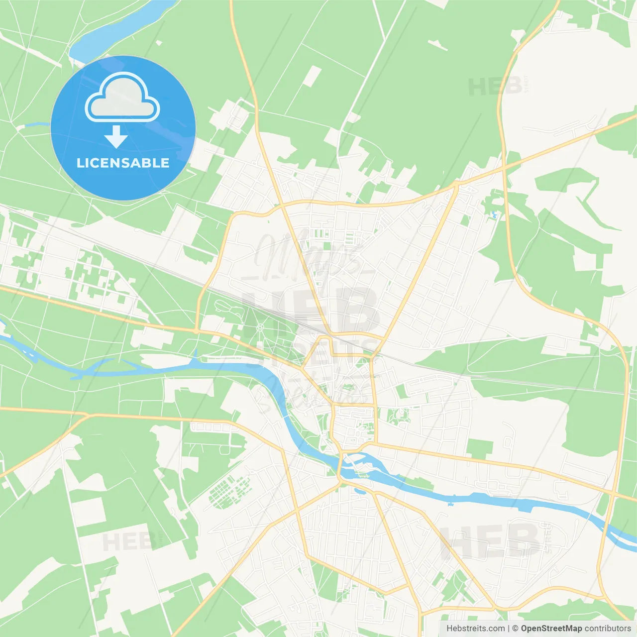 Furstenwalde/Spree, Germany Vector Map - Classic Colors