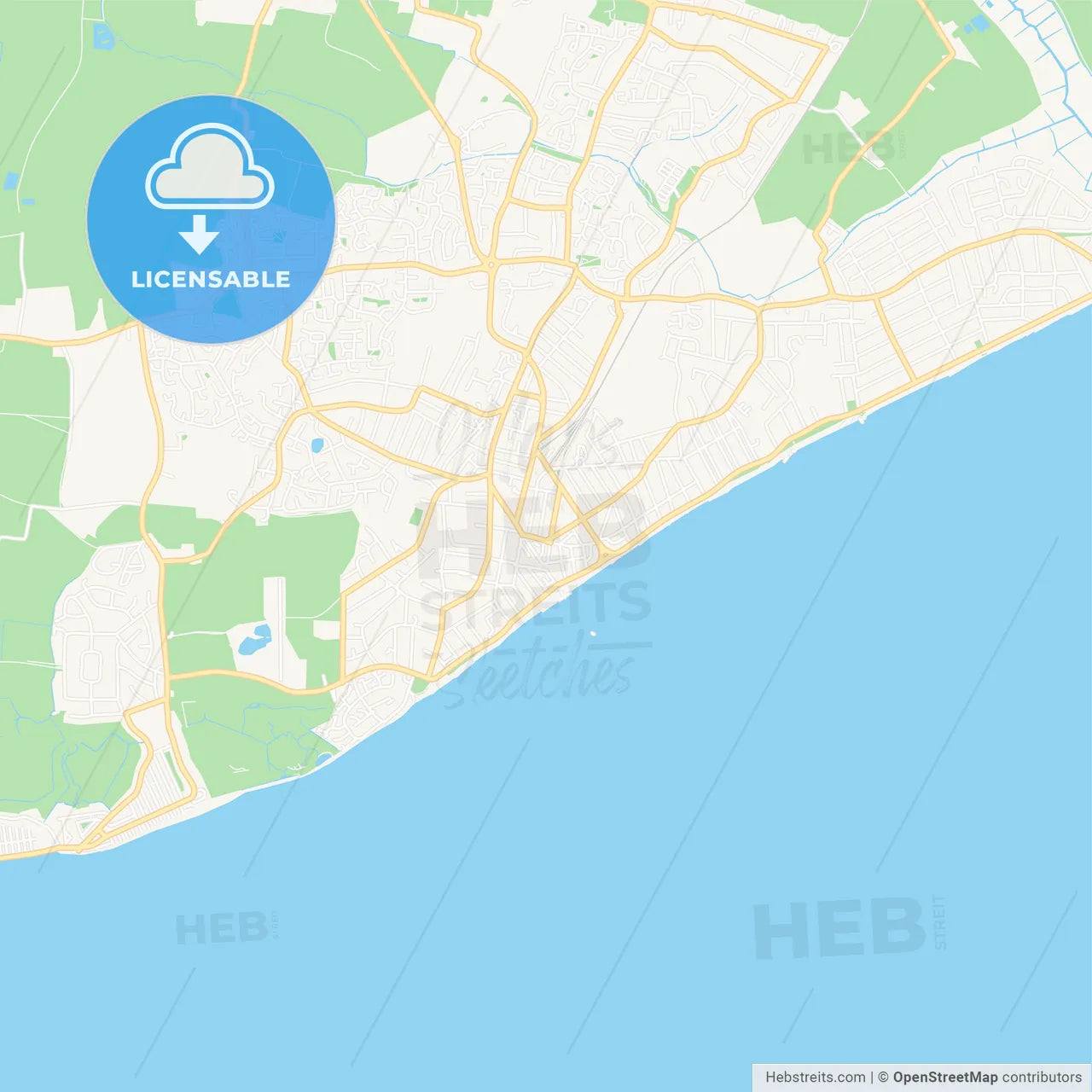 Clacton-on-Sea, England Vector Map - Classic Colors