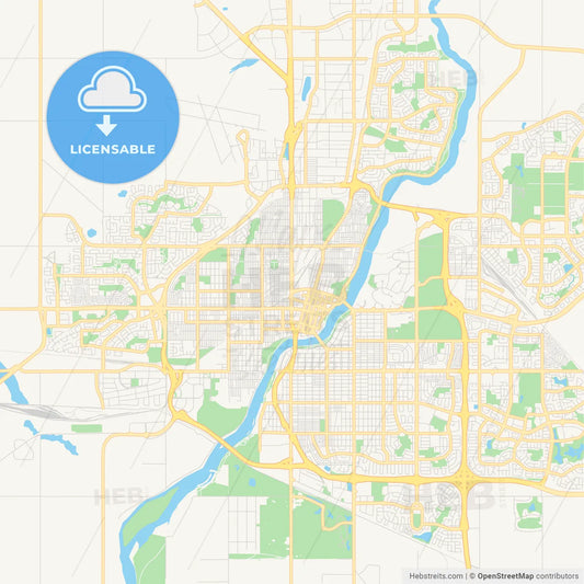 Empty vector map of Saskatoon, Saskatchewan, Canada