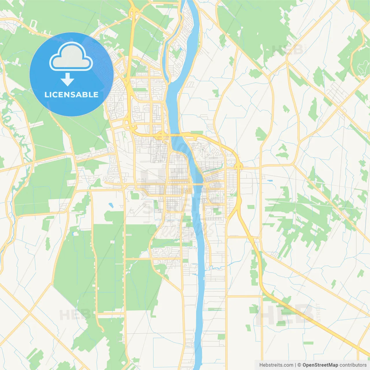 Empty vector map of Saint-Jean-sur-Richelieu, Quebec, Canada