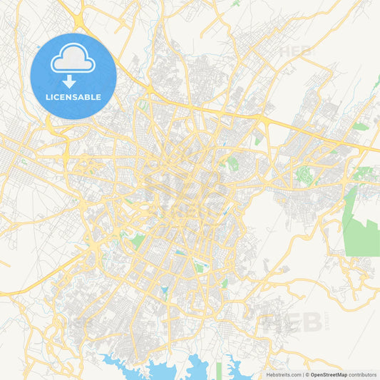 Empty vector map of Puebla, Puebla, Mexico