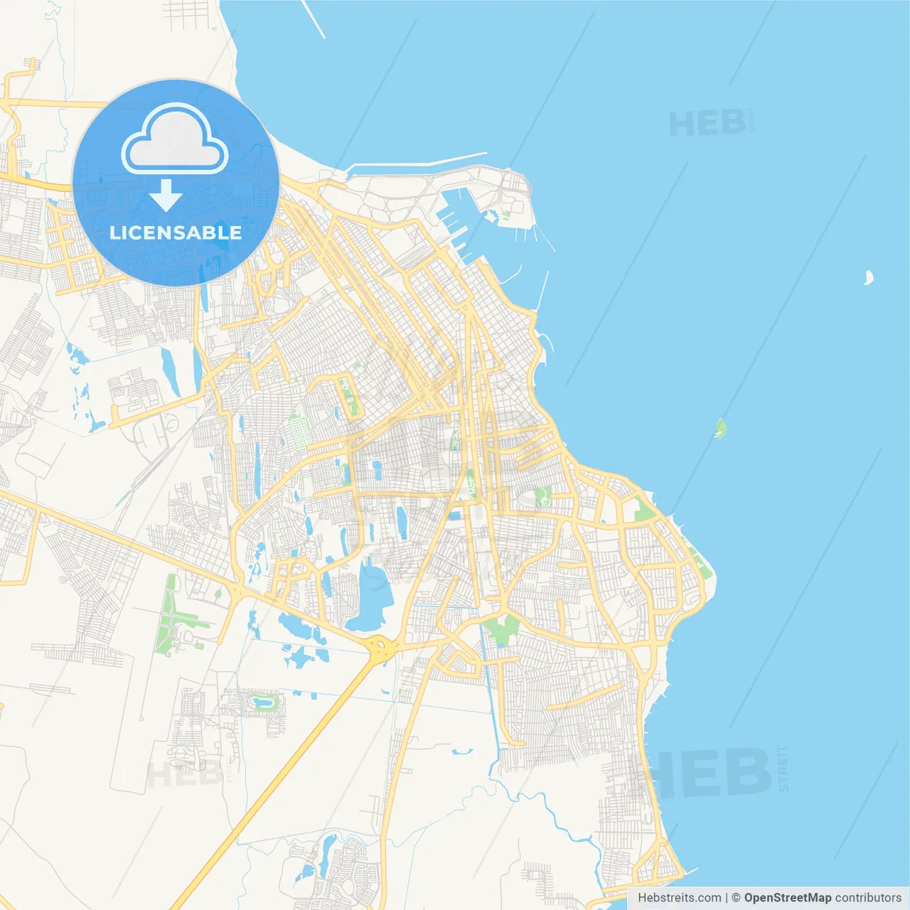 Empty vector map of Veracruz, Veracruz, Mexico