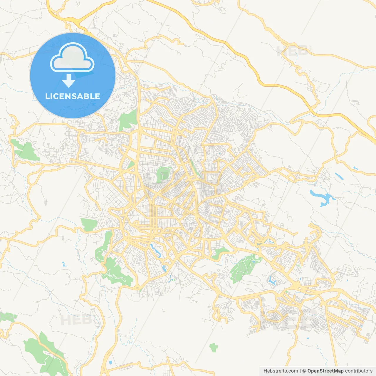 Empty vector map of Xalapa, Veracruz, Mexico