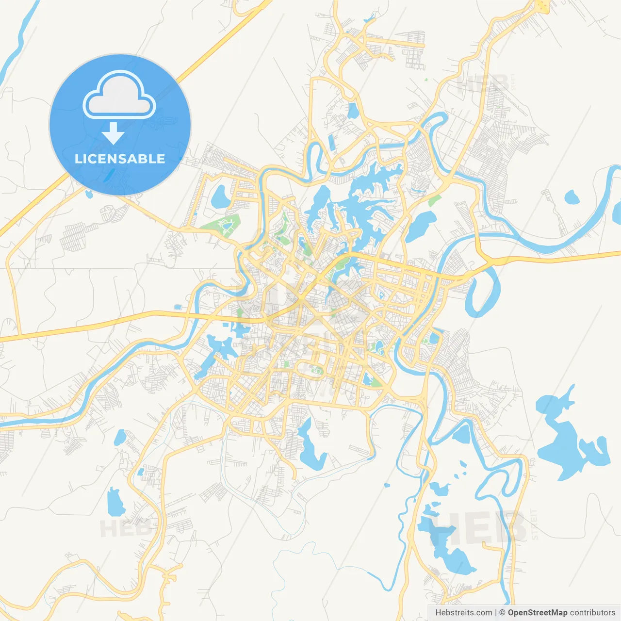 Empty vector map of Villahermosa, Tabasco, Mexico