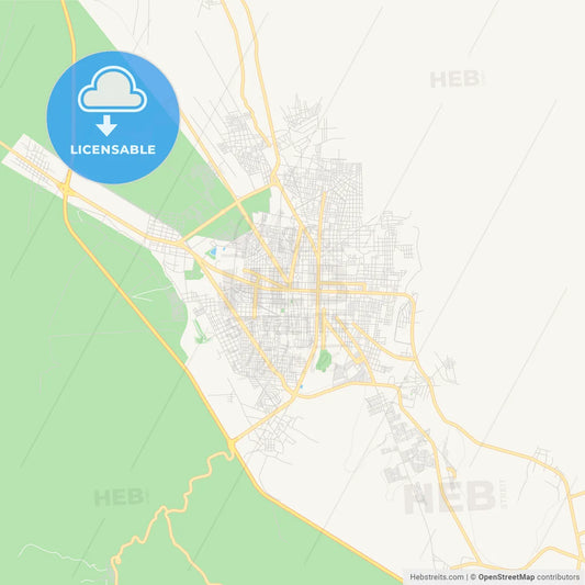 Empty vector map of Tehuacán, Puebla, Mexico