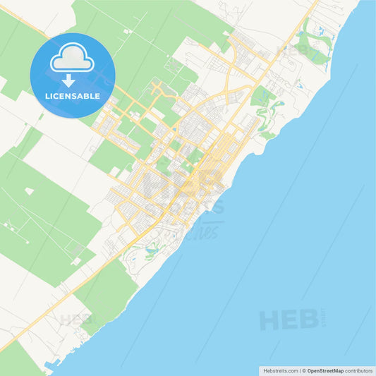 Empty vector map of Playa del Carmen, Quintana Roo, Mexico