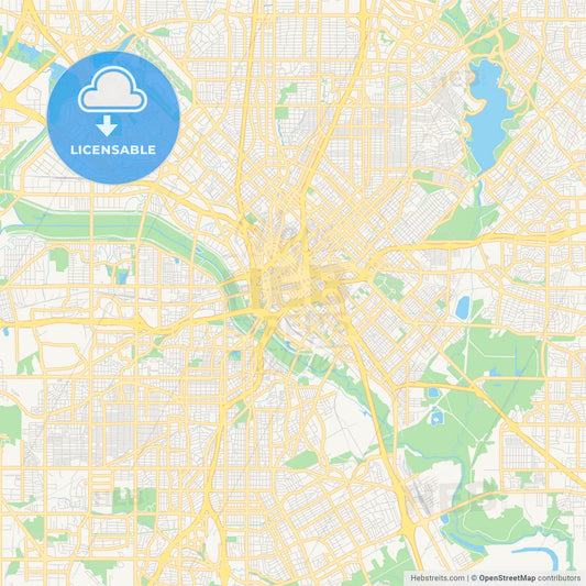Empty vector map of Dallas, Texas, USA