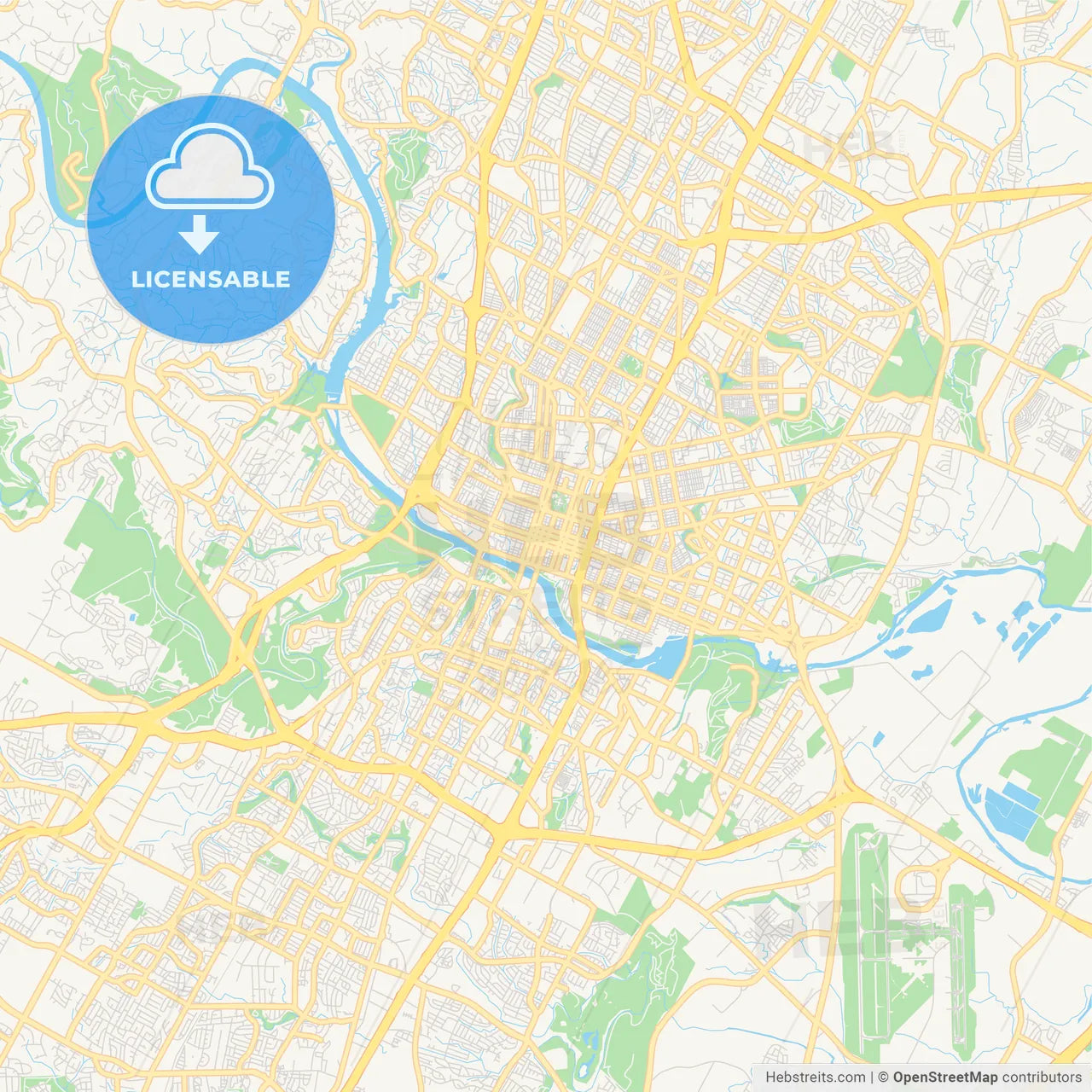 Empty vector map of Austin, Texas, USA
