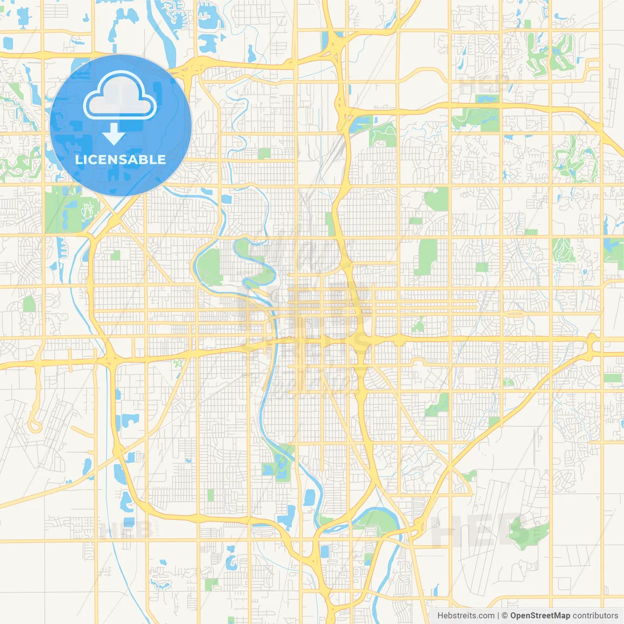 Empty vector map of Wichita, Kansas, USA