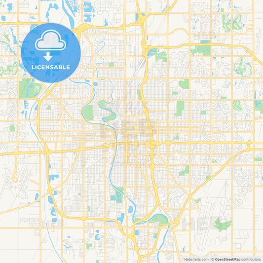 Empty vector map of Wichita, Kansas, USA