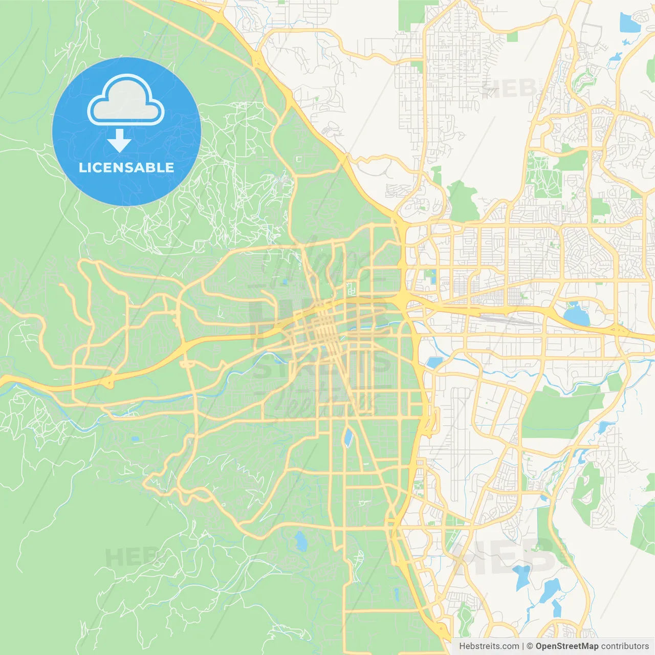 Empty vector map of Reno, Nevada, USA