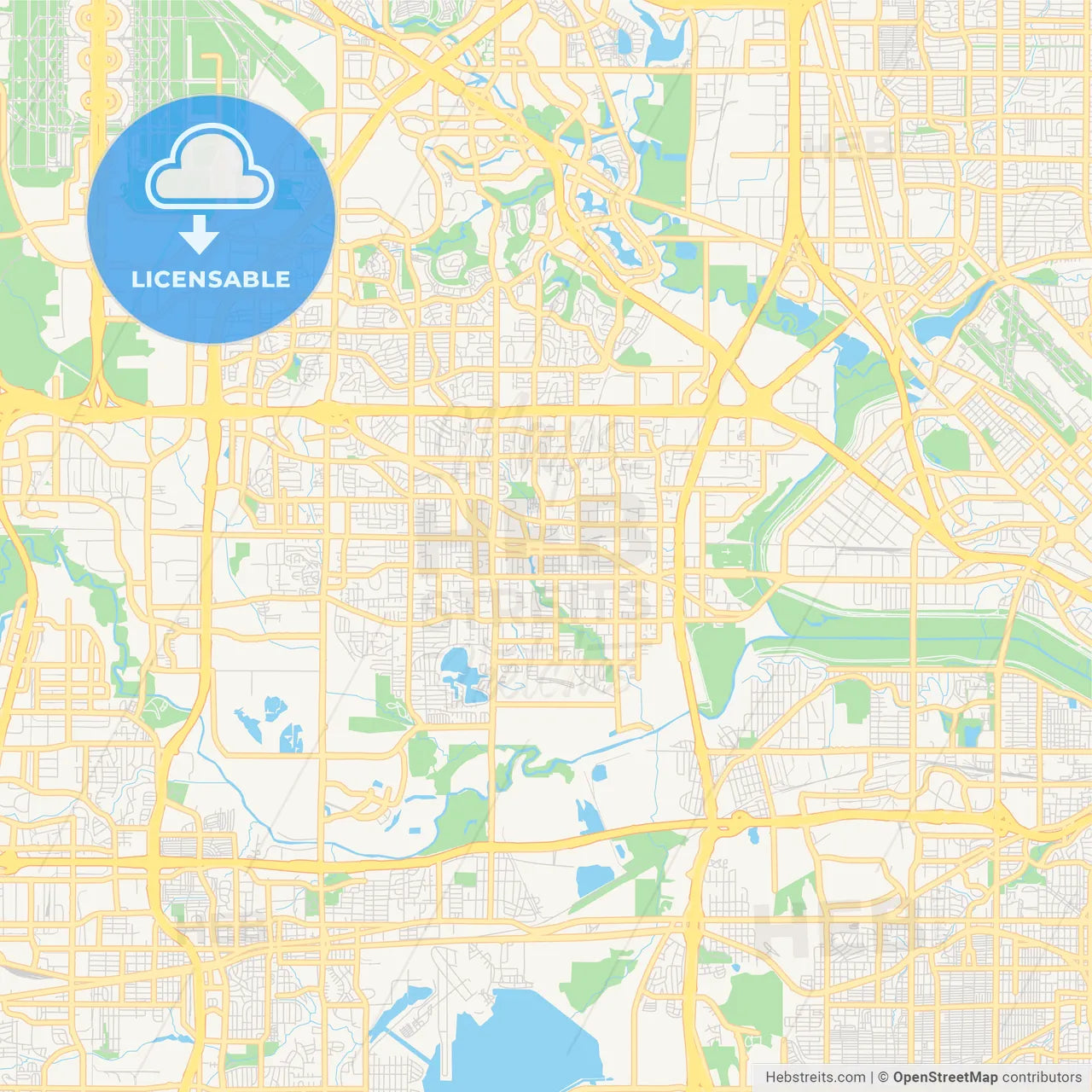 Empty vector map of Irving, Texas, USA