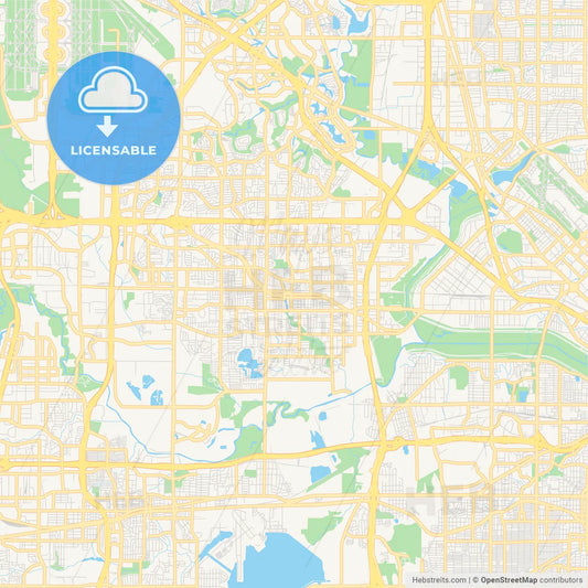 Empty vector map of Irving, Texas, USA