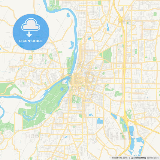 Empty vector map of Salem, Oregon, USA