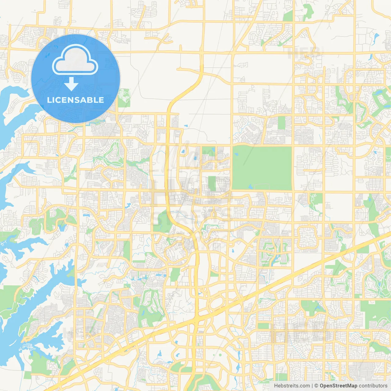 Empty vector map of Frisco, Texas, USA
