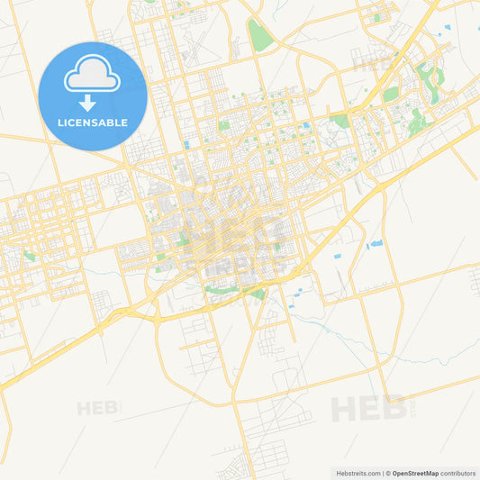 Empty vector map of Odessa, Texas, USA