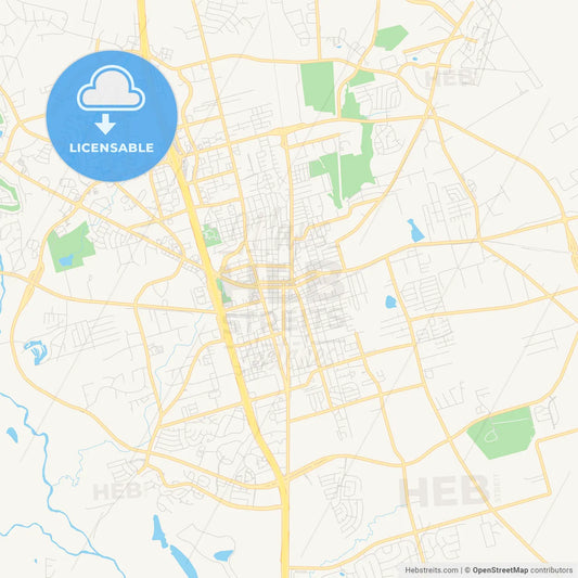 Empty vector map of Conroe, Texas, USA