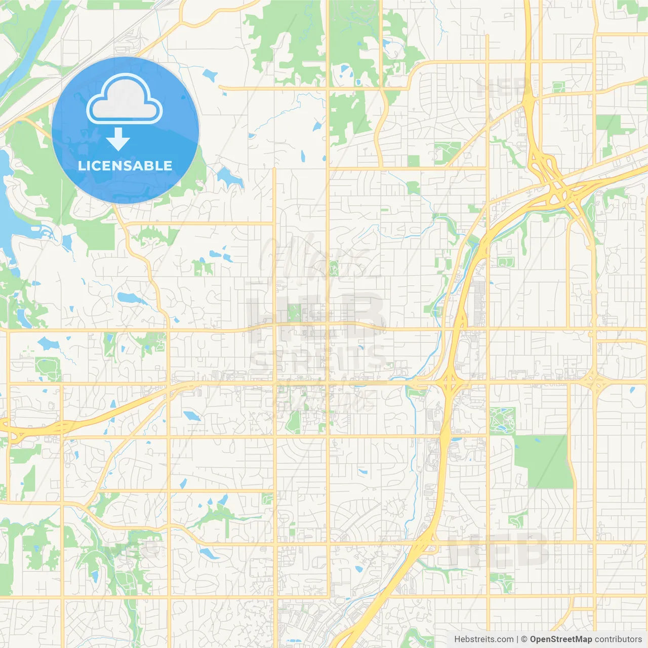 Empty vector map of Shawnee, Kansas, USA