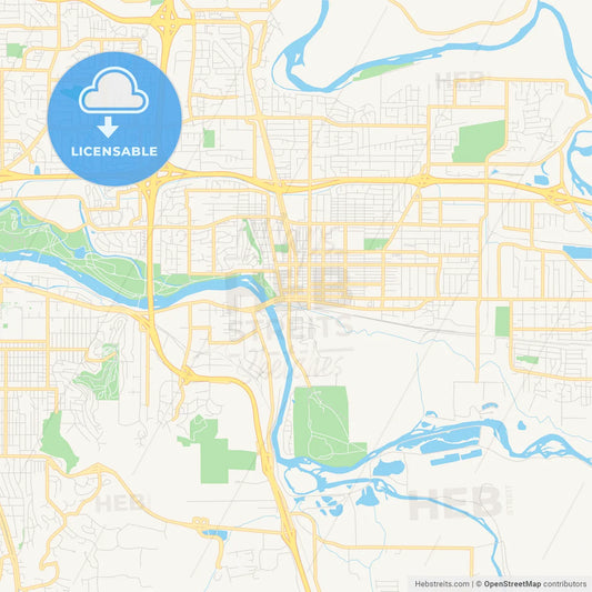 Empty vector map of Springfield, Oregon, USA