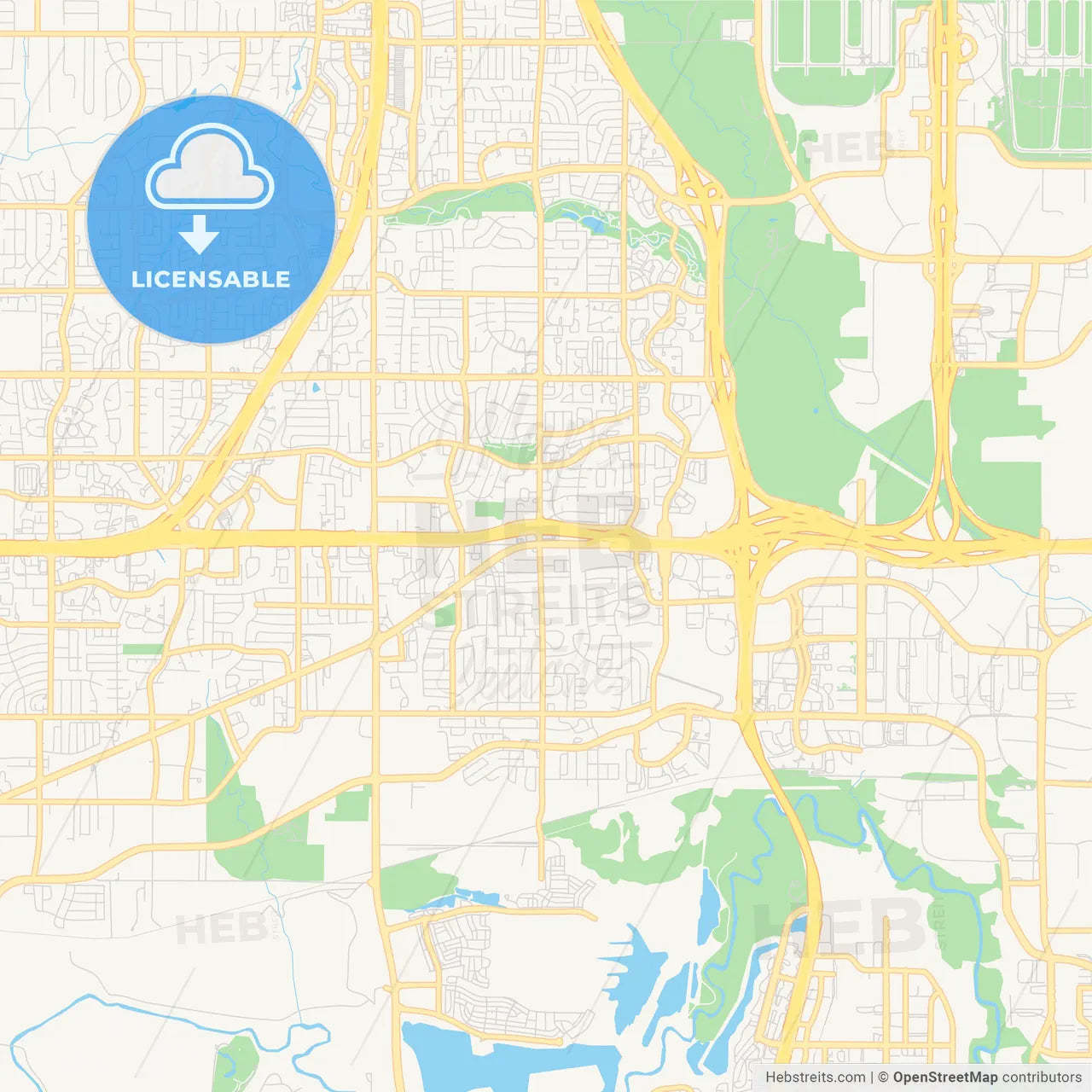 Empty vector map of Euless, Texas, USA