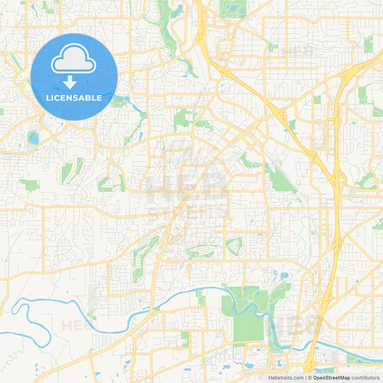 Empty vector map of Tigard, Oregon, United States of America