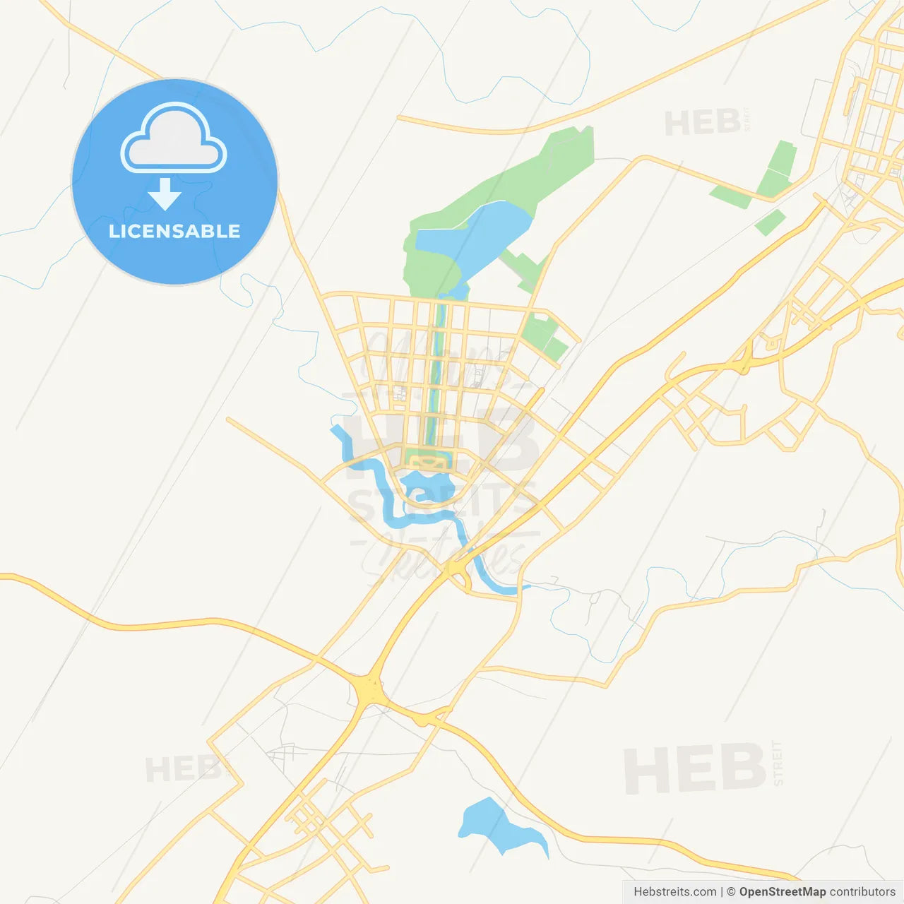 Printable street map of Tieling, China