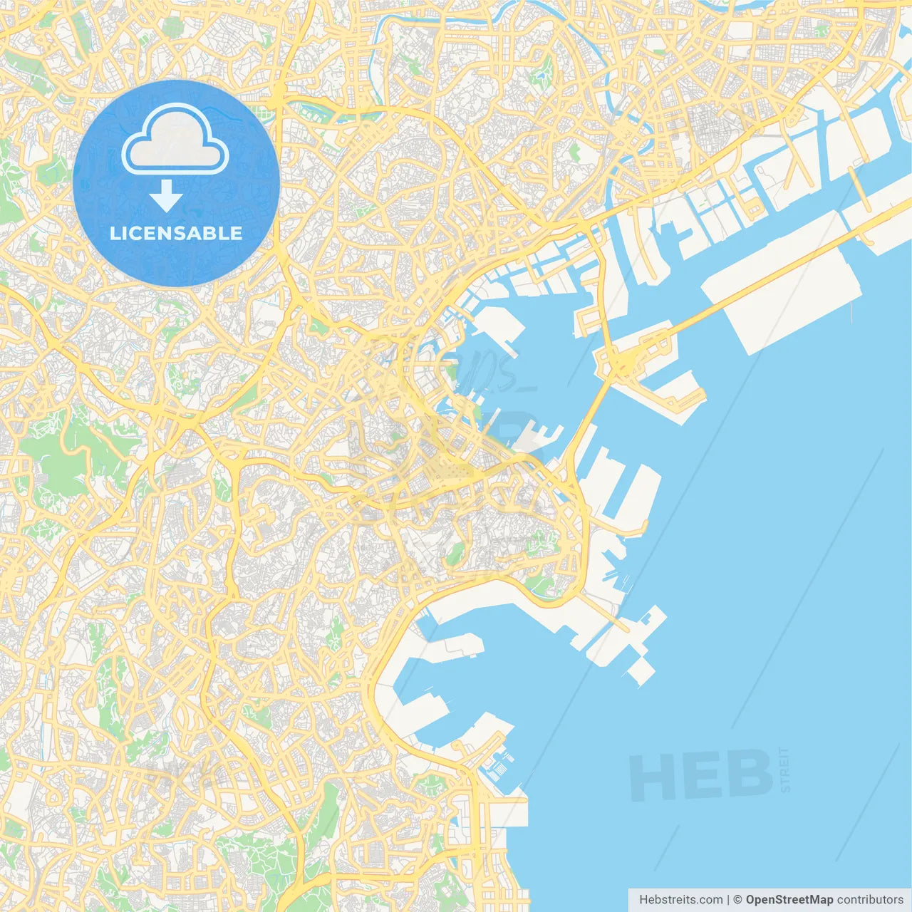 Printable street map of Yokohama, Japan