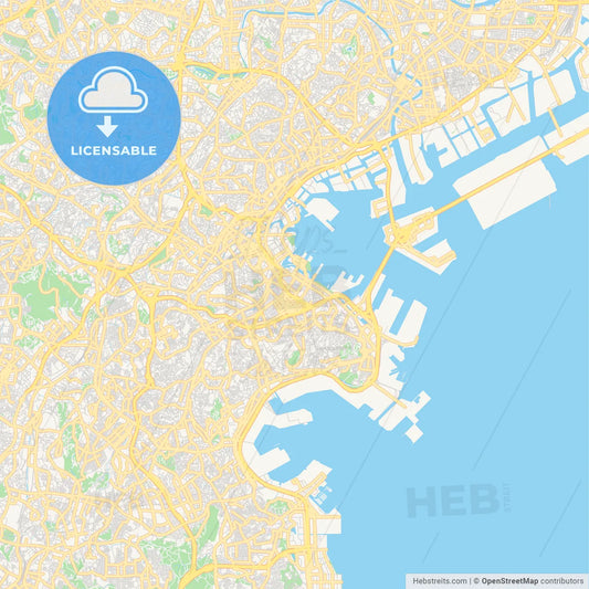 Printable street map of Yokohama, Japan
