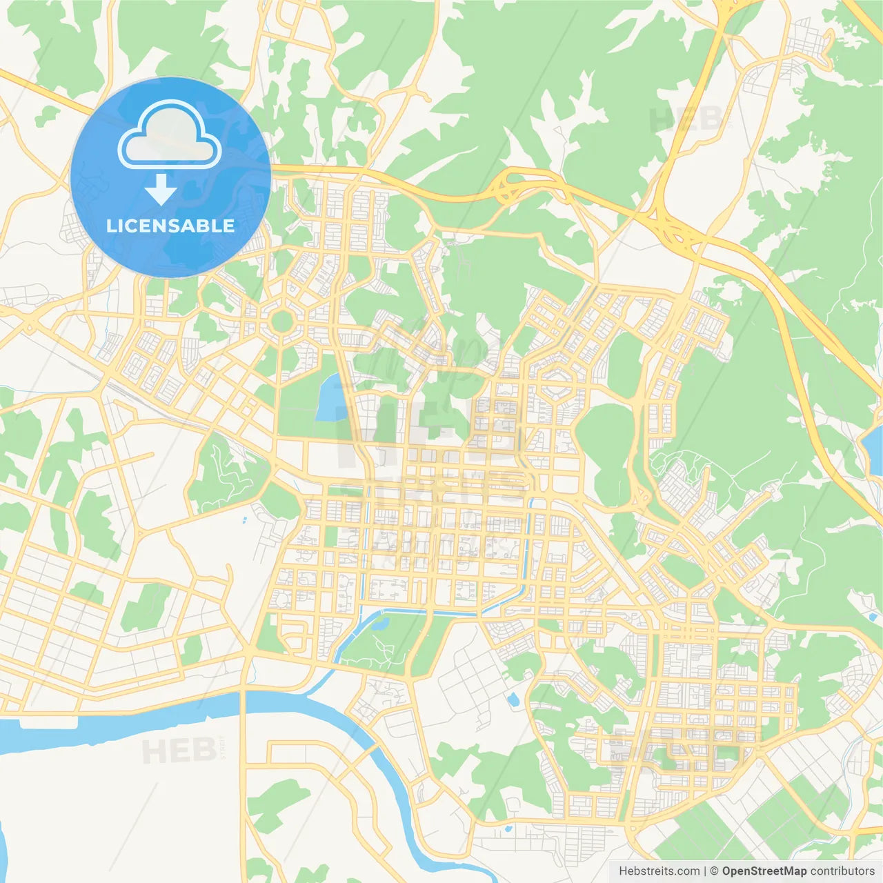 Printable street map of Ansan, South Korea
